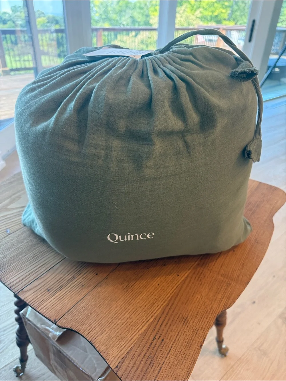 Quince Organic Cotton Gauze Duvet Cover Set - Olive - King/Cal King